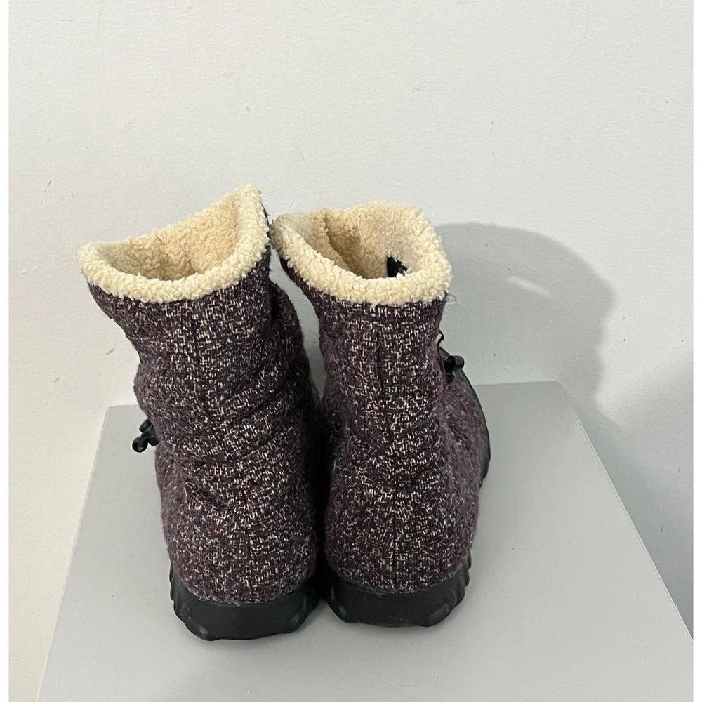 Bogs B-Moc Mid Woven Boots Womens 9‎ Purple Faux Fur Lined Winter Snow 72414-540